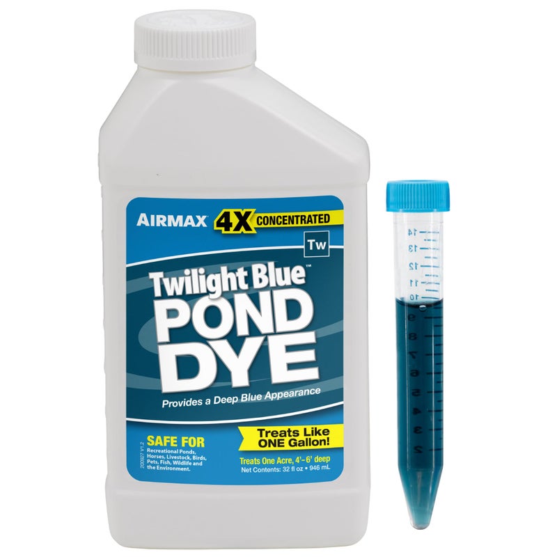 Airmax Twilight Blue Pond Dye 4X Concentrate for Outdoor Ponds & Lakes, Natural Pond Colorant & Beauty Enhancer, Block Ultraviolet Rays, Fish, Bird & Livestock Safe, Easy Liquid Application,1 Quart - Image 1